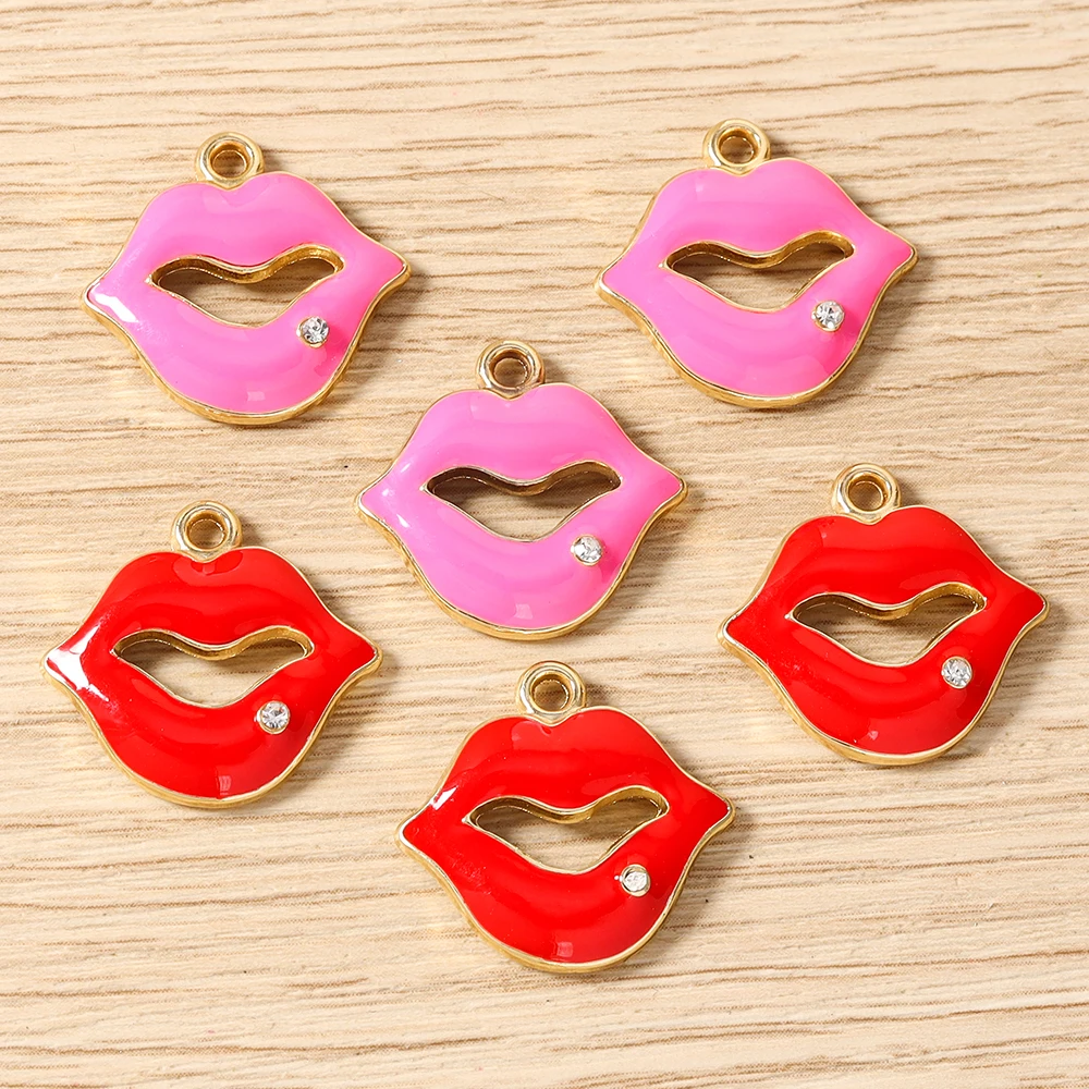 Tusember 10 Stück niedliche High-Heels-Anhänger mit roten Lippen und Lippenstiften für die Schmuckherstellung, Halskette, Ohrringe, Armband, DIY, handgefertigtes Kunsthandwerk – Detail 15