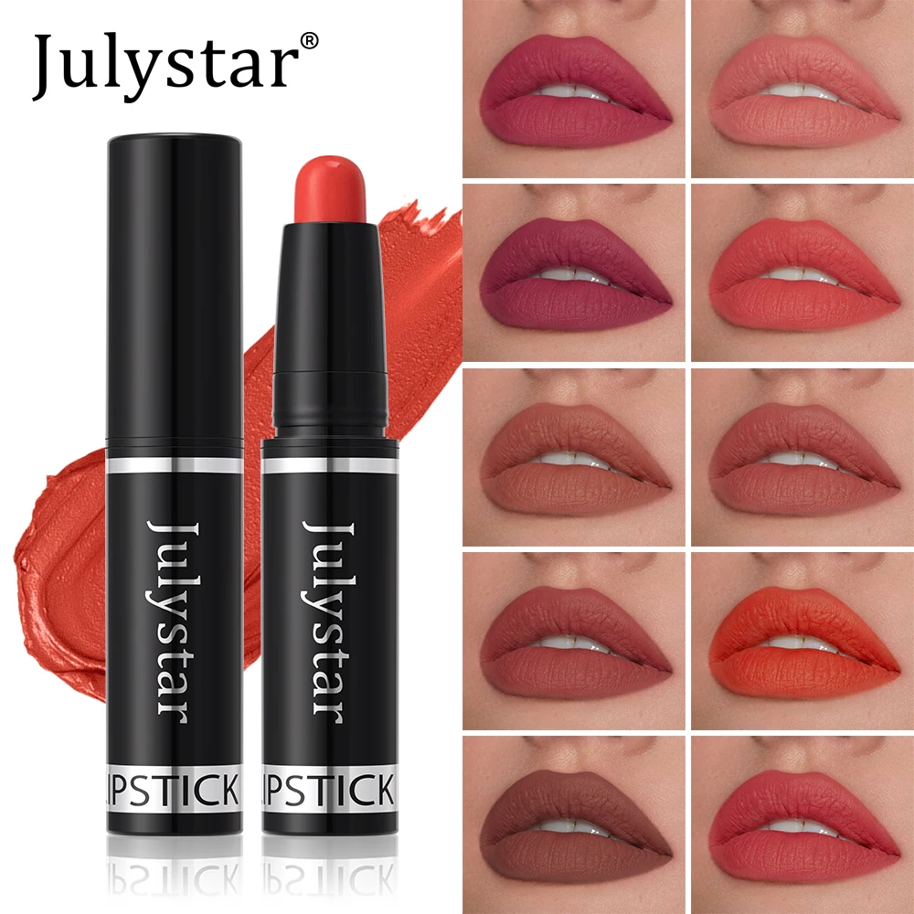 Julystar 10-color matte long-lasting velvet soft mist lipstick waterproof non-stick cups do not fall out of color lip gloss