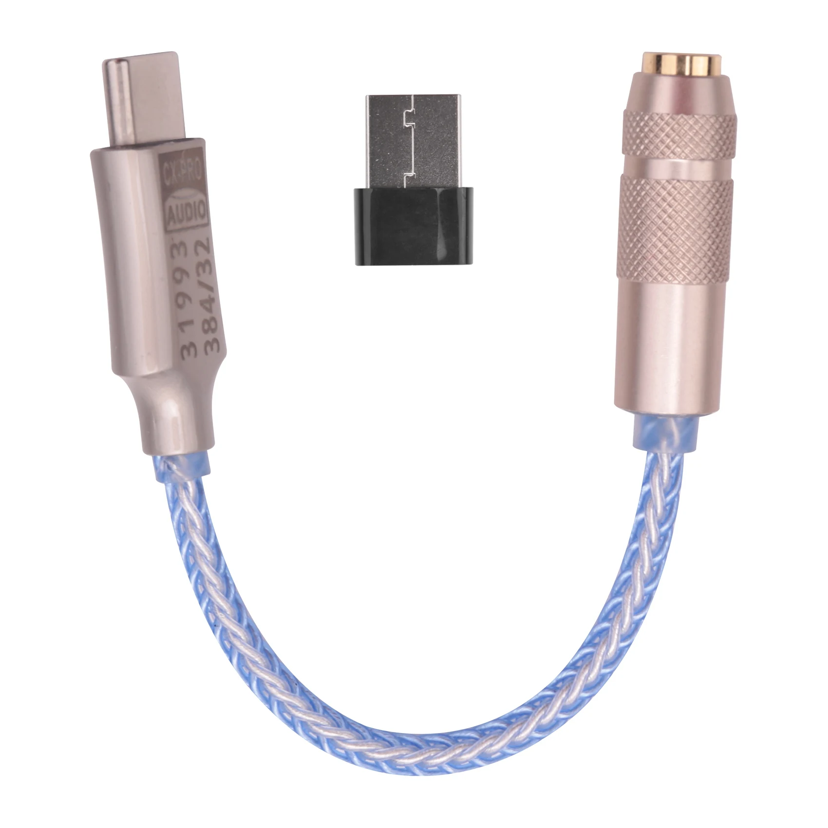 CX31993 USB tipo C DAC cuffia Amp blu con uscita 3.5mm SNR128DB PCM 32B/384KHz per chiamata telefonica Android Windows10