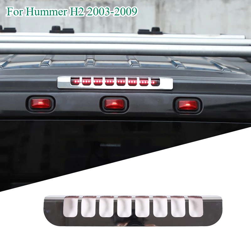 Fit For Hummer H2 2003-2009 Aluminum Alloy Car High Mount Brake Light Protection Frame Sticker Bright Light Exterior Accessories