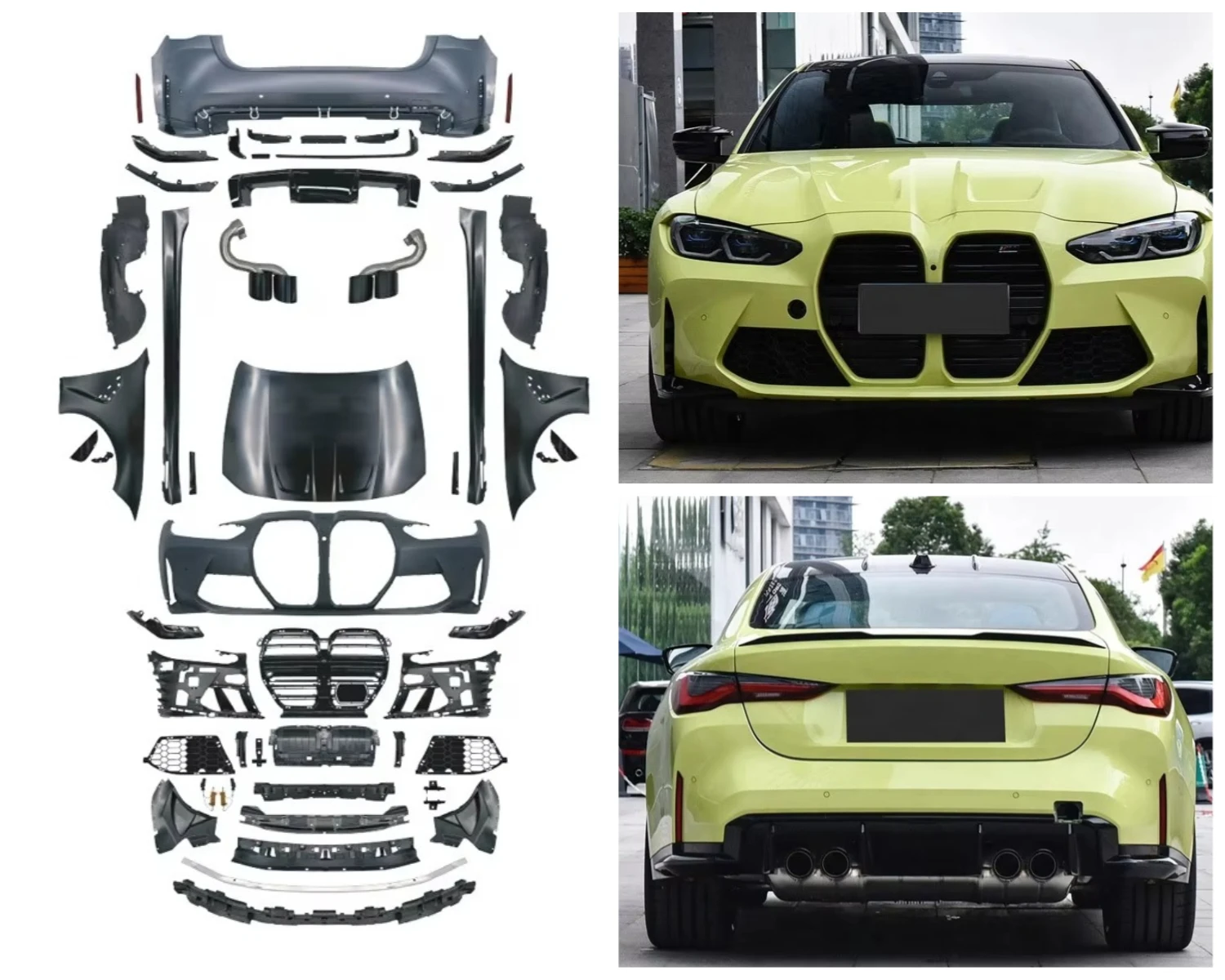 YICKU M4 Style Body Kit for BMW 4 Series G22 G23 High-Quality Front Bumper Lip Wheel Eyebrows PP Upgrade Accessory