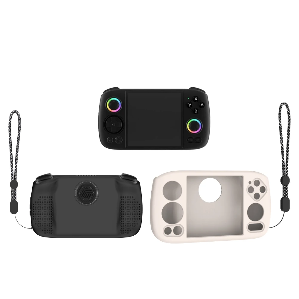 

Silicone Protective Cover for ANBERNIC RG Cube Gaming Console Drop Protection Protective Sleeve with Lanyard Black Light White