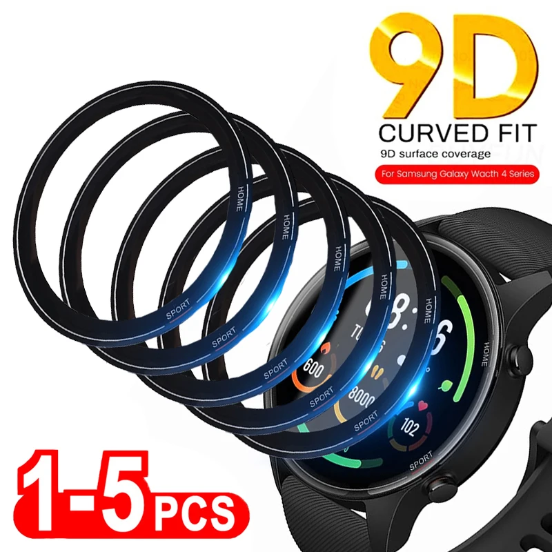 9D Soft Tempered Glass Protective Film for Samsung Galaxy Watch 4 5 Pro 45mm Full Screen Protector for Watch Active 2 40mm 44mm