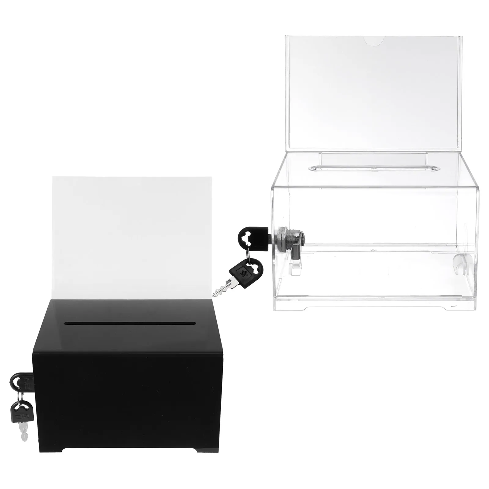 Lot de 2 boîtes de collecte sécurisées avec serrure pour dons, collectes de fonds, votes, charité, rétrofeedback, et collecte de billets et cartes