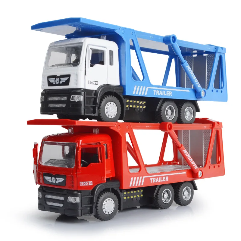 1: 50 alloy flatbed trailer container truck car model children's rebound sound and light toy gift