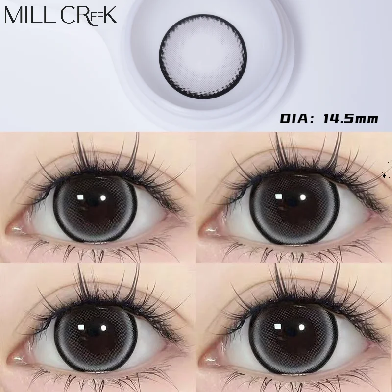 MILL CREEK 1 Pair Contacts Lenses with Myopia Black Pupils Eyes Colored Lens Makeup Blue Lenses Good Quality Natural Annual Use