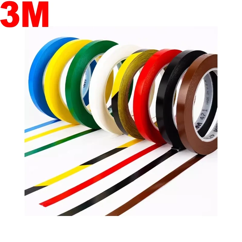 10mm 3M 471 premium perfomance strong vinyl tape length bundle set for Decoration, Masking YELLOW BLACK BLUE WHITE RED GREEN 5mm