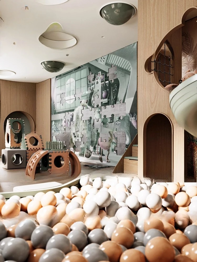 Tempat tidur beruang naik turun, tempat tidur anak apartemen besar, tempat tidur susun, tempat tidur seluncur putar