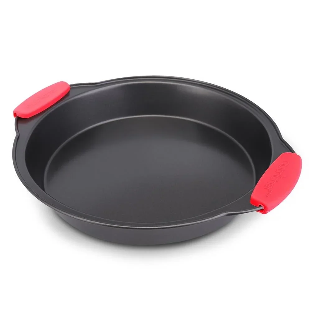 صينية فرن مرنة من الفولاذ الكربوني المتين غير لاصقة مع مقابض سيليكون حمراء آمنة للاستخدام في غسالة الأطباق وبسكويت الكعك المثالي #2