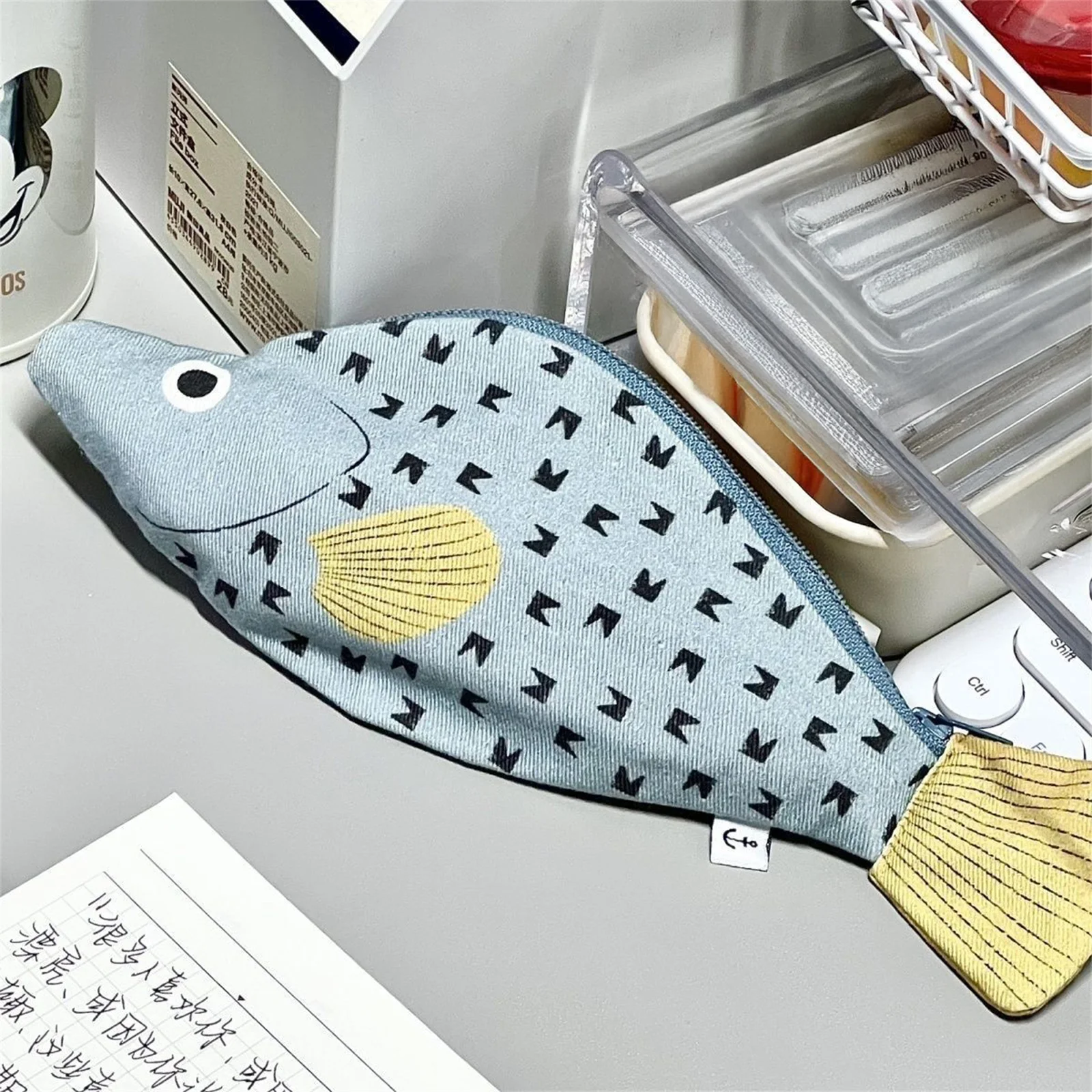 Funny Grouper Pattern Pen Bags New Versatile Creative Fish Shape Pencil Cases Cute Large Capacity School Supplies Pouch Student