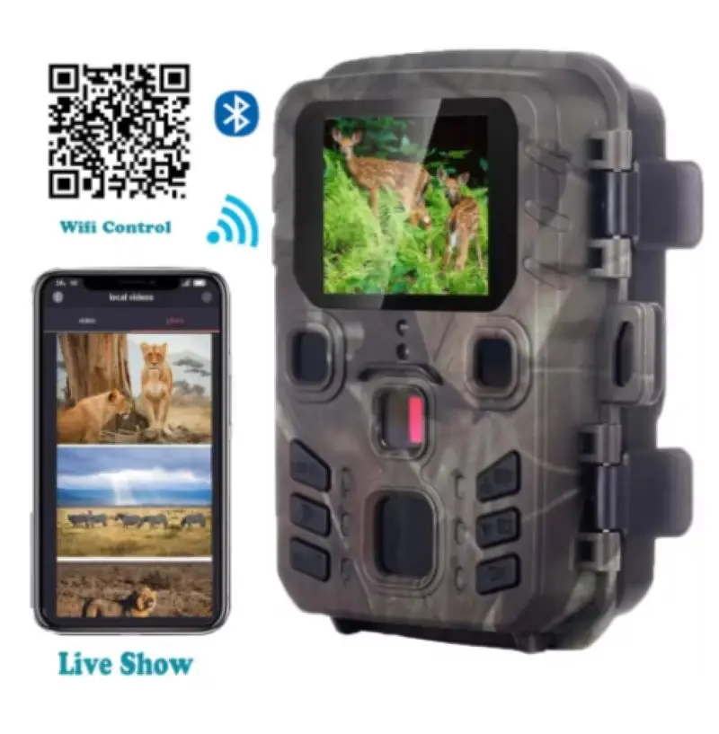 Ourdoor Mini Hunting Camera WiFi Bluetooth APP Control 1296P 24MP Night Vision Wildlife Photo  Waterproof Hunting Camera