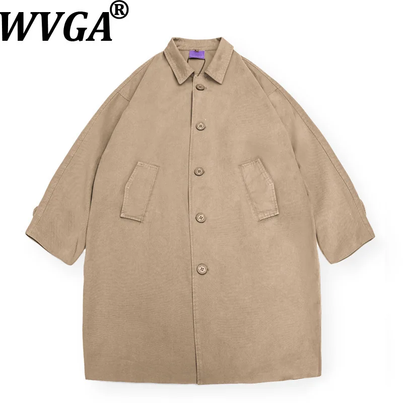 

WVGA Autumn Winter New Man Tide Mid-Length Trendy Cotton Jackets Niche Chic Casual Thickened Padded Shoulder Trench Coats W15115