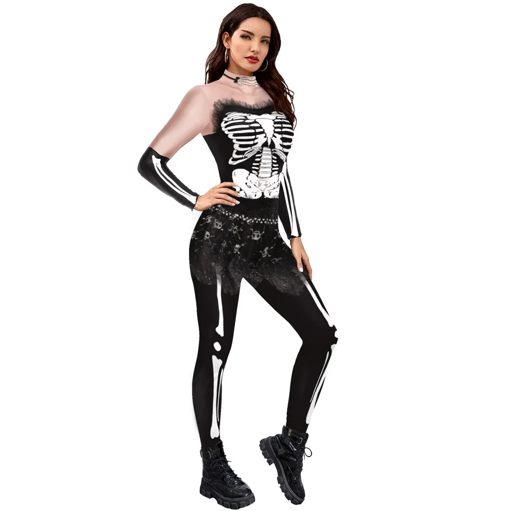 IOOTIANY Teufelsanzug mit Totenkopf-Print, Cosplay-Kostüm, sexy Bodysuit für Damen, Karnevalsparty, Halloween-Festivalkostüm 2026 – Detail 9