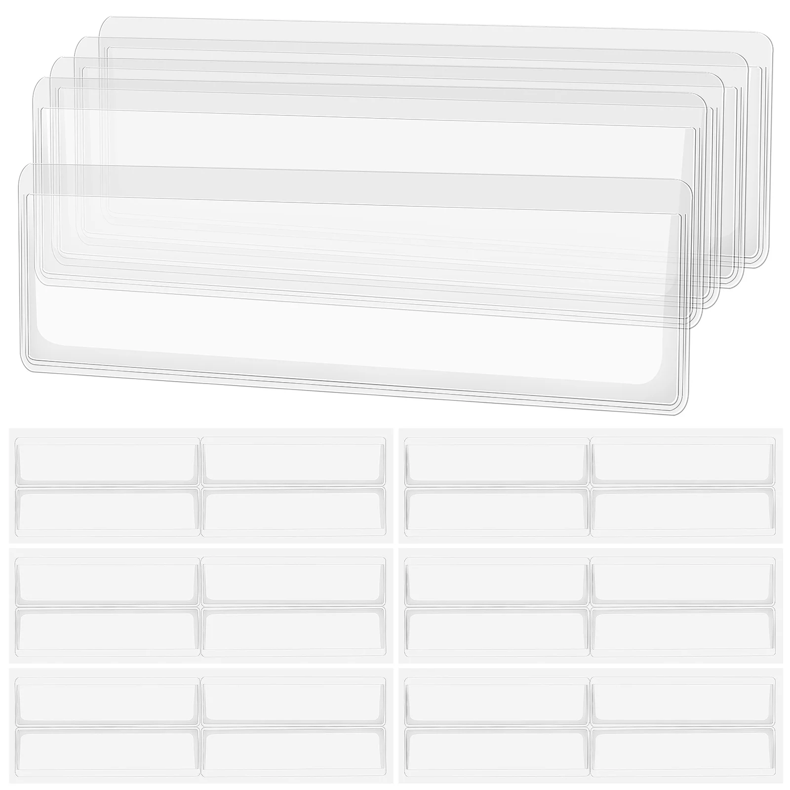 

60pcs Self Adhesive Label Bags Clear Plastic Pockets for Shelves Folders Business Cards Index Card Holders PVC Binder Protectors