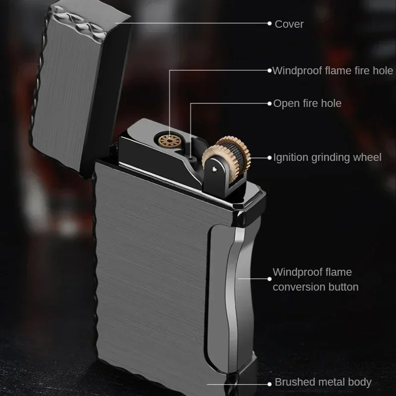 Double Fire Cigarette Lighter Flame Windproof Smoking Accessories Metal Torch Lighter Smoke Cigar Butane Gas Lighters Men‘s Gift