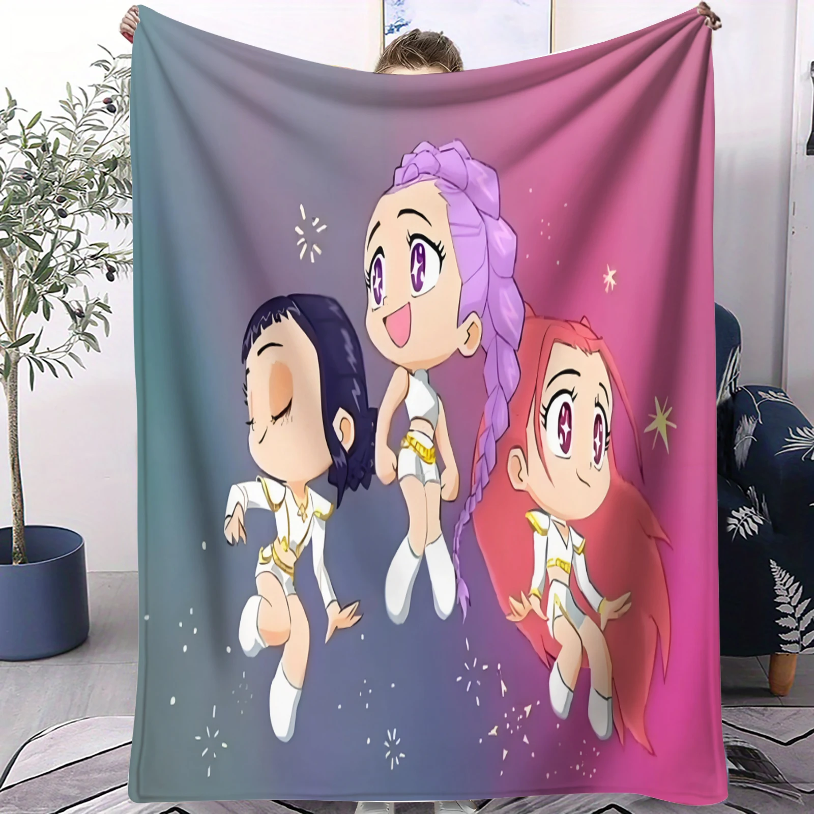 Manta Ultra Suave y Agradable al Tacto con Diseño de Anime Dream Team, Tres Personajes Icónicos, Regalo Acogedor para Fans