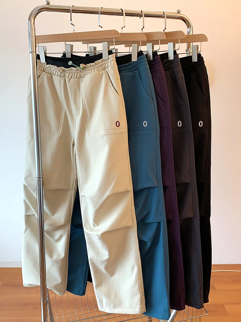

Fce Lined High Waist Soft ell Windproof Hiking Trousers Outdoor Casual Pants Korean Sle Straight Leg Pants