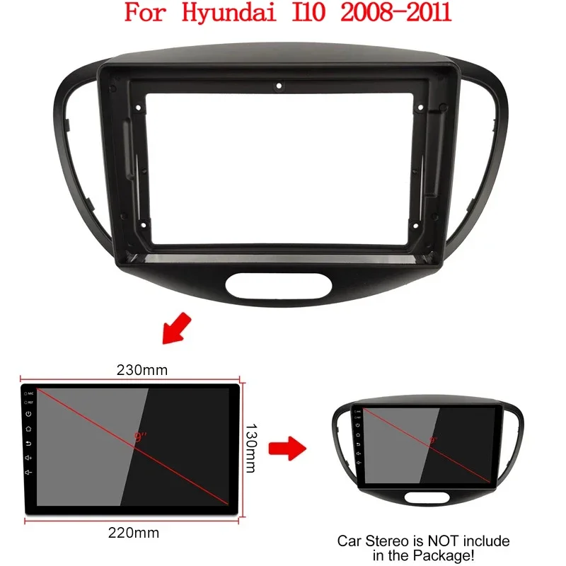 

9 Inch Car Radio Plastic Fascia Panel Frame and Cable for HYUNDAI I10 i-10 2008~2011 car radio frame Dash Mount Kit