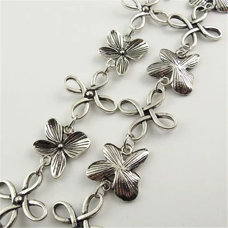 100CM Bohemia Long Bronze Alloy Butterfly Flower chain Bangle making sexy waist Bracelet Peas chain Shiny Pendant 24*3MM 30089