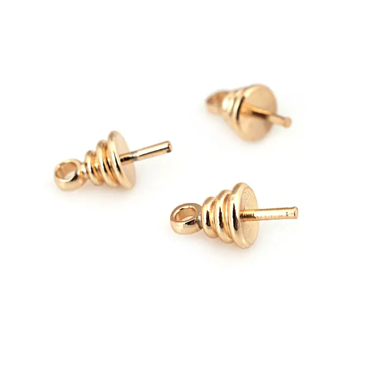 High Quality 18K Gold Color Brass Half Hole Pearl Beads Connect Charms Beads Caps Diy Jewelry Making Accessories for Women