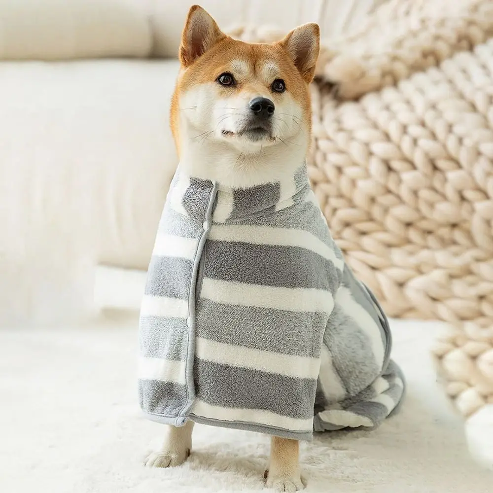 New Water Absorption Dog Bathrobe Quick Drying Microfiber Bath Towels Double Layer Pet Drying Coat Small Medium Large Dogs