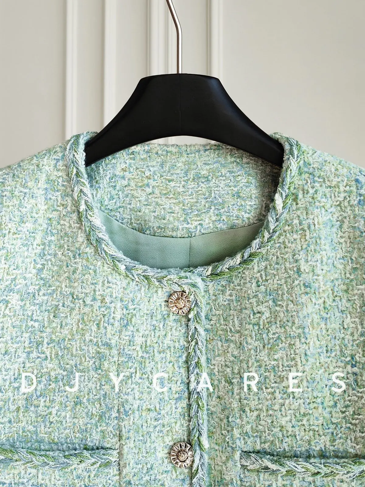 New Fresh green textured tweed jacket, loose and versatile top big size