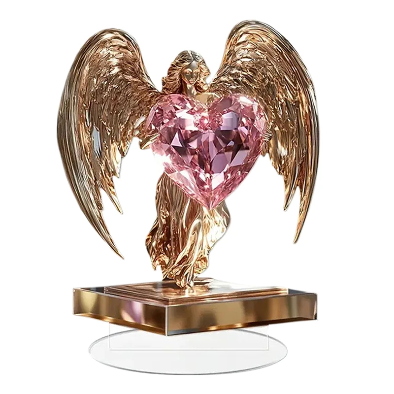 Valentine's Day Crystal Angel Decorations 2D Flat Acrylic Table Top Decor Office TV Cabinet Desktop Decoration Ornaments