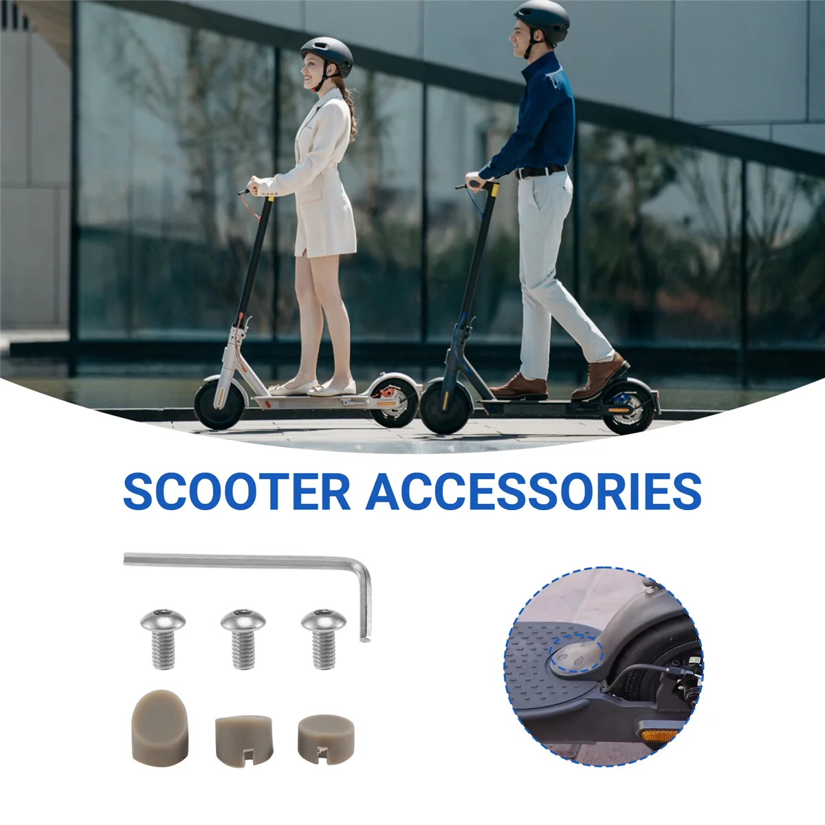 

MARQ 1Set Scooter Rear Back Fender Mudguard Screw Rubber Cap Screw Plug Cover for XIAOMI M365 Electric Scooter Parts(Gray)