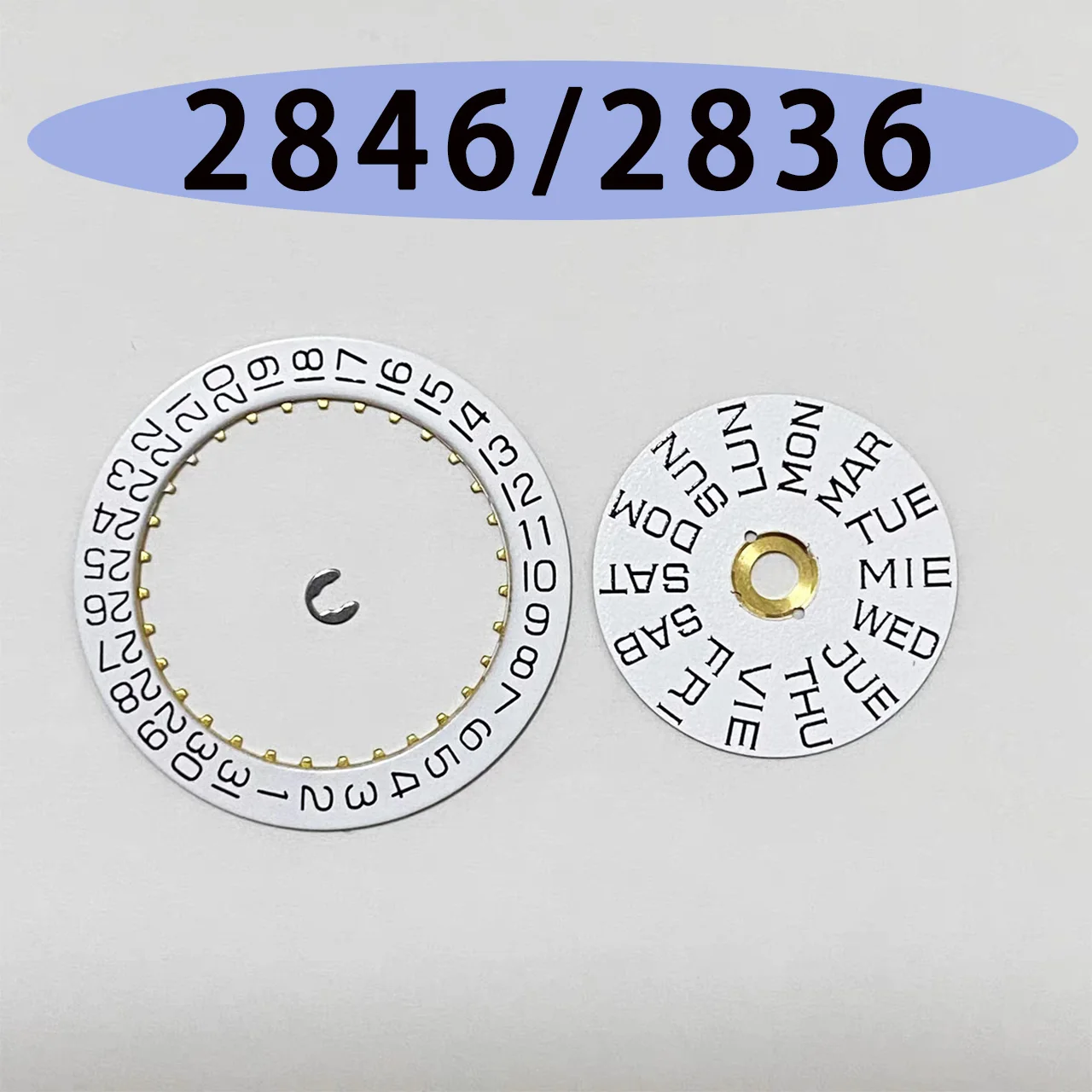 

Watch accessories suitable for 2846/2836 movements, all English week and calendar discs, complete set