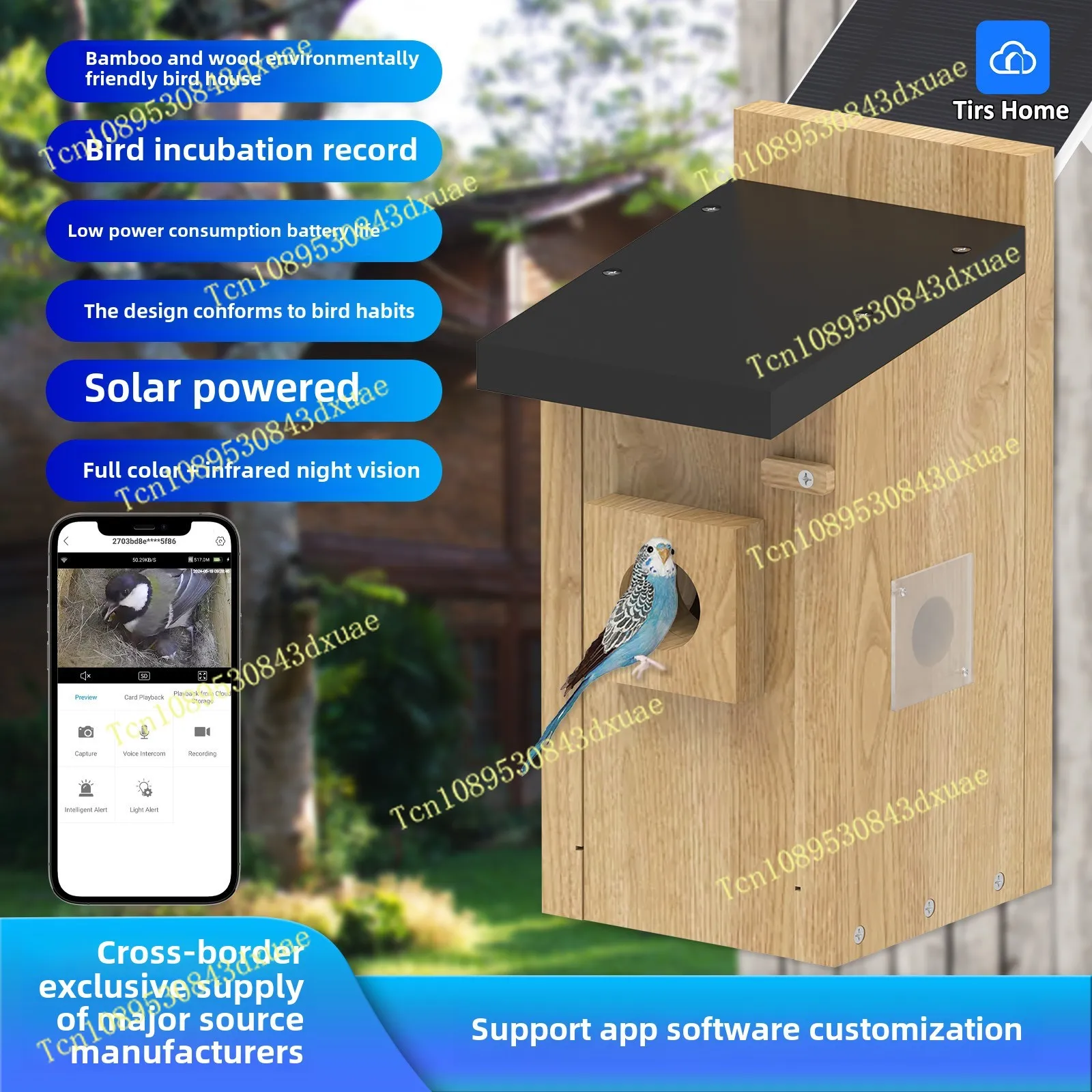 Factory Direct Smart Visible Bird House Bird Nest, Solar Low Power 5MP Battery Camera Bird Hatch House