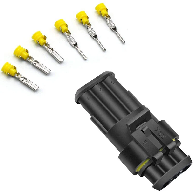 Connettore elettrico impermeabile per auto a 3 Pin, connettori terminali serie Automotive da 1.5Mm per auto, (confezione da 12)