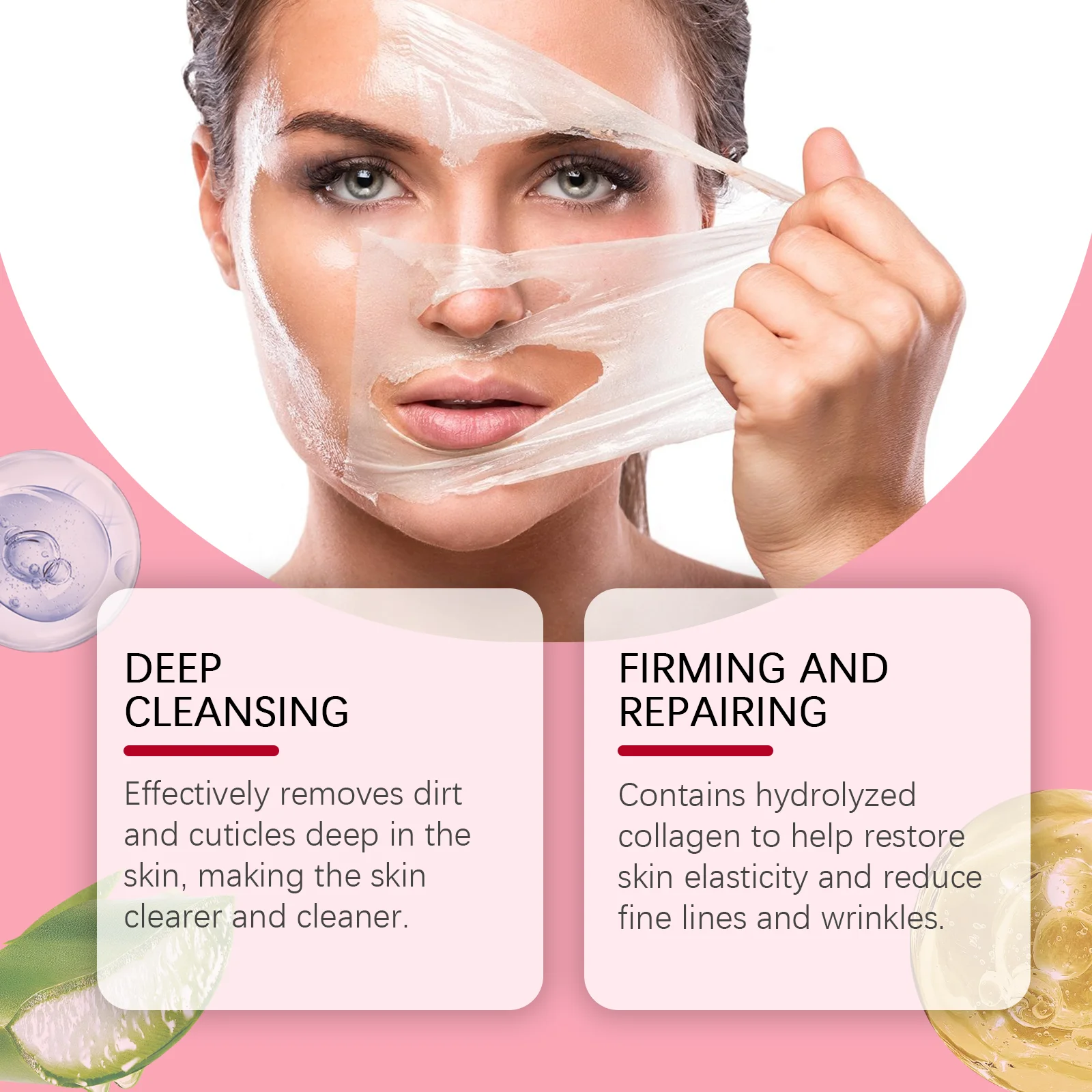 Collagen Face Mask Peel off Deep Cleansing Remove Dirt Reduce Fine Lines Oil-Control Moisturizing Facial Mask Brighten Skin Care