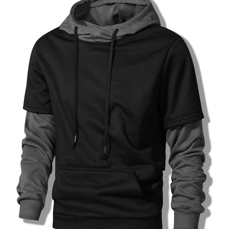

Men's Color Block Hoodie Pullover Long Sleeve Sweatshirt with Drawstring Pocket Casual Streetwear Style
