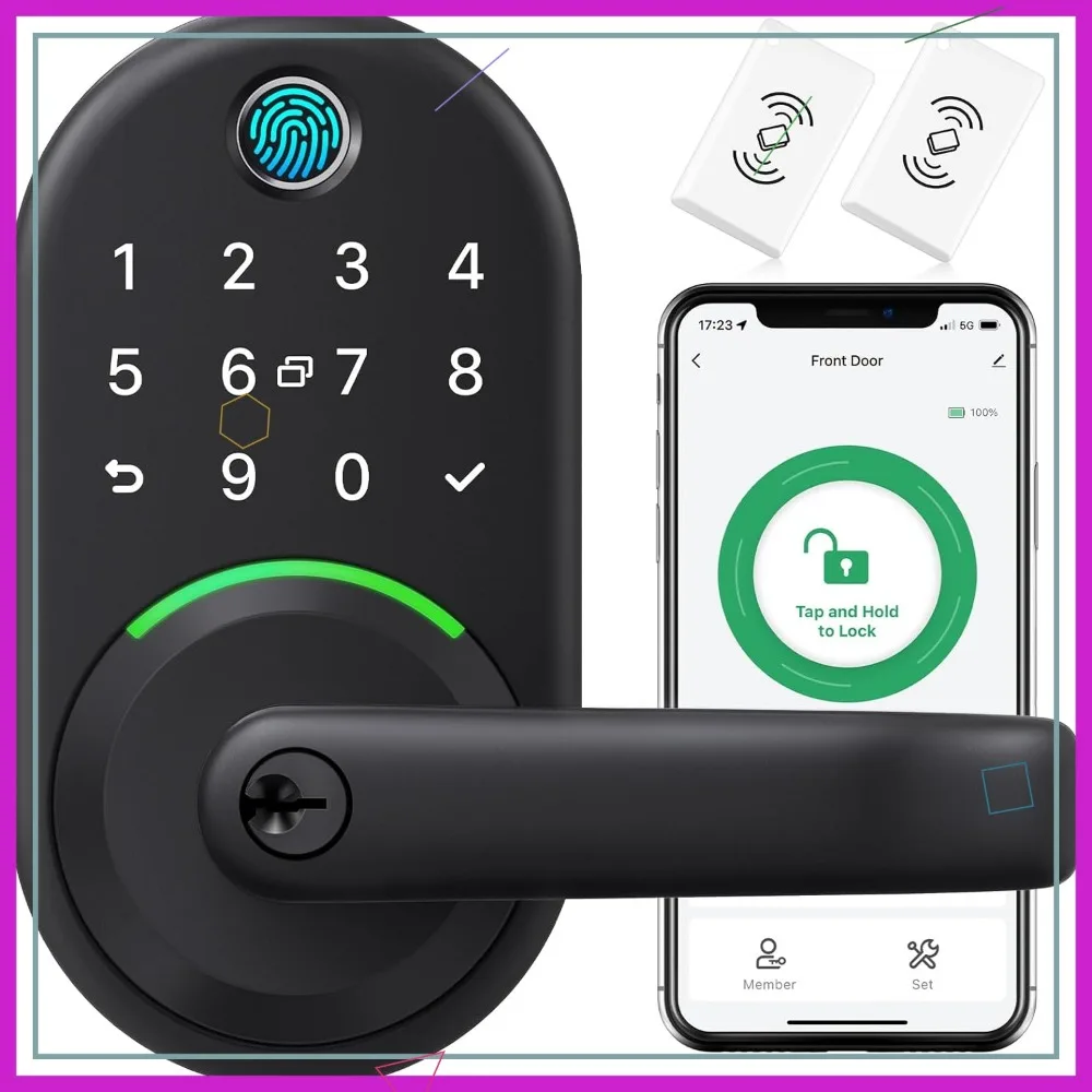 

Smart Door Lock with Keypad - Fingerprint Keyless Entry Digital Deadbolt for Front Door - DIY Install, Remote Passcode via App