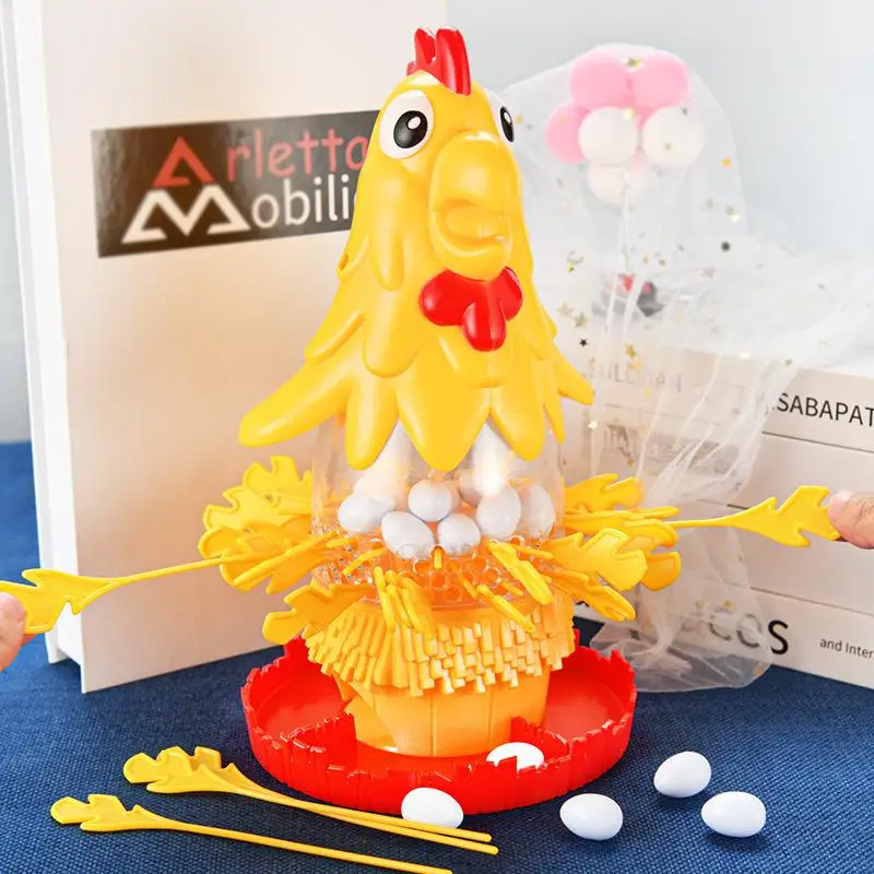 

1 Set Egg Drop Kids Toys Funny Hen Laying Eggs Hair Pulling Board Game Stick Family Gathering Interactive Tabletop Game