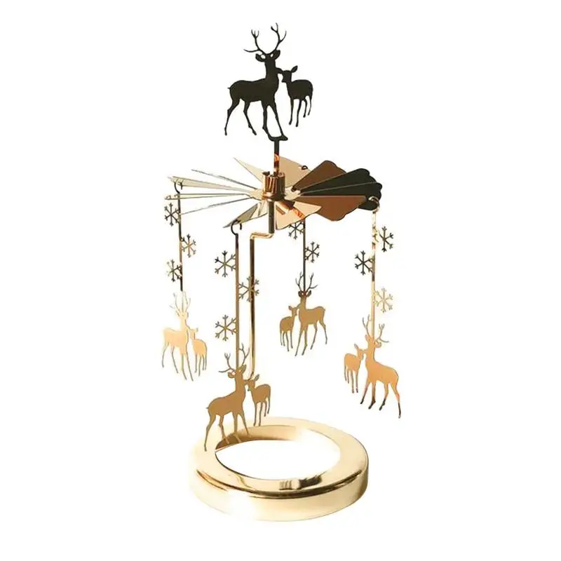 Rotating Candle Holder Thermal Spinning Candlestick Holder Round Revolving Lantern Dream Decoration Candle Tea Light Holder