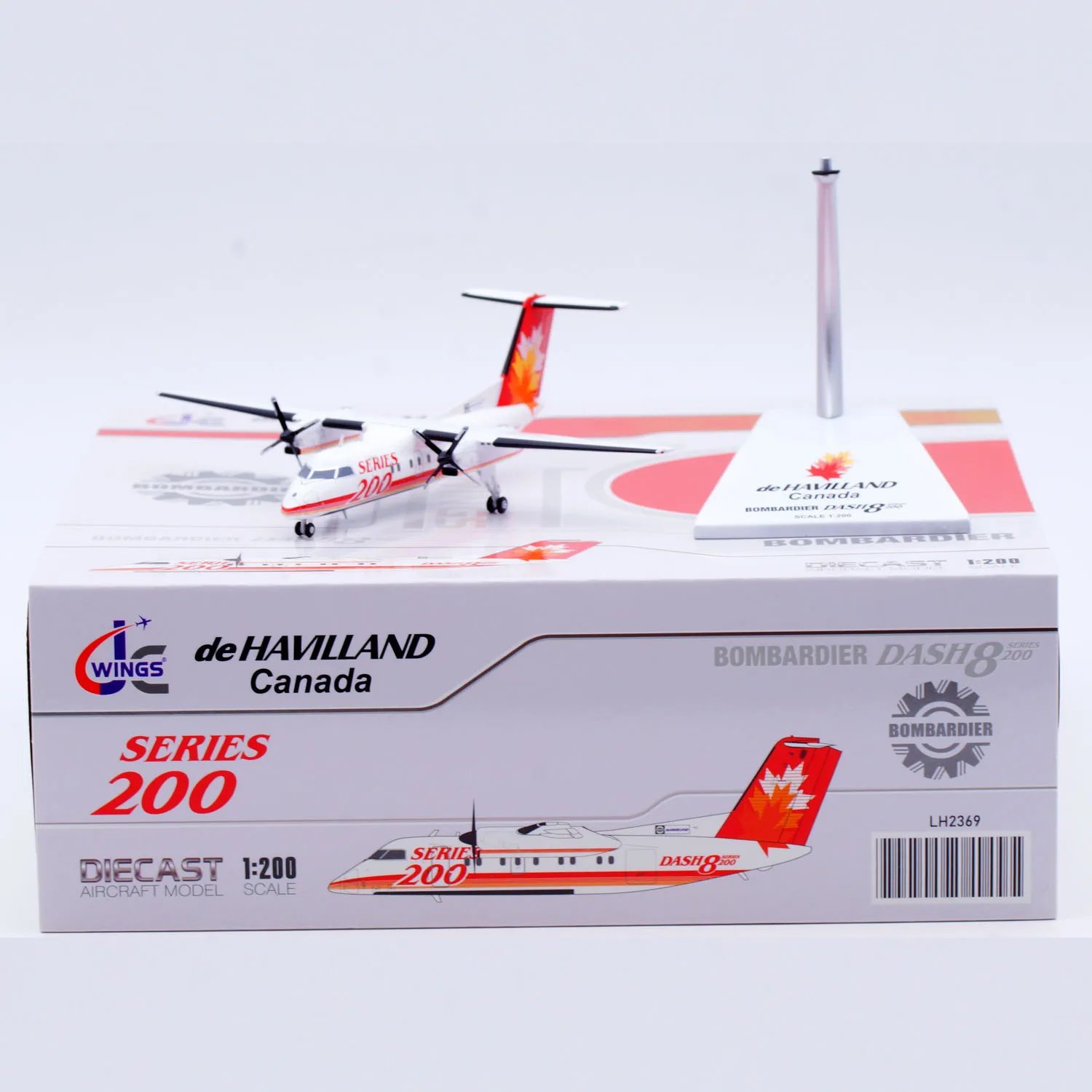 

LH2369 Alloy Collectible Plane Gift JC Wings 1:200 De Havilland Canada Bombardier Dash8-Q200 Diecast Aircraft Model C-GGMP