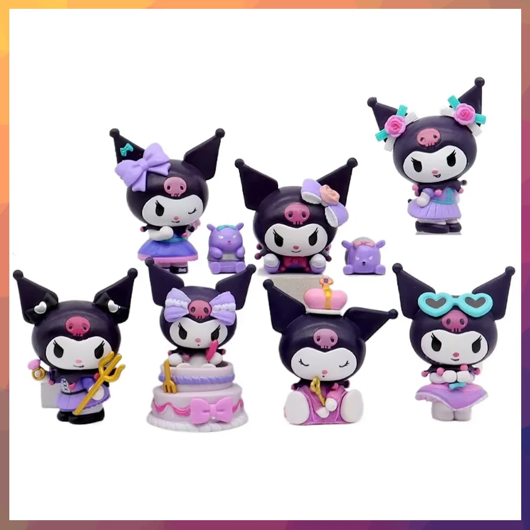 

7Pcs/set Sanrio Kuromi Blind Box Birthday Party Series Action Figure Dolls Anime Figures Cute Model Children Collection Toy Gift