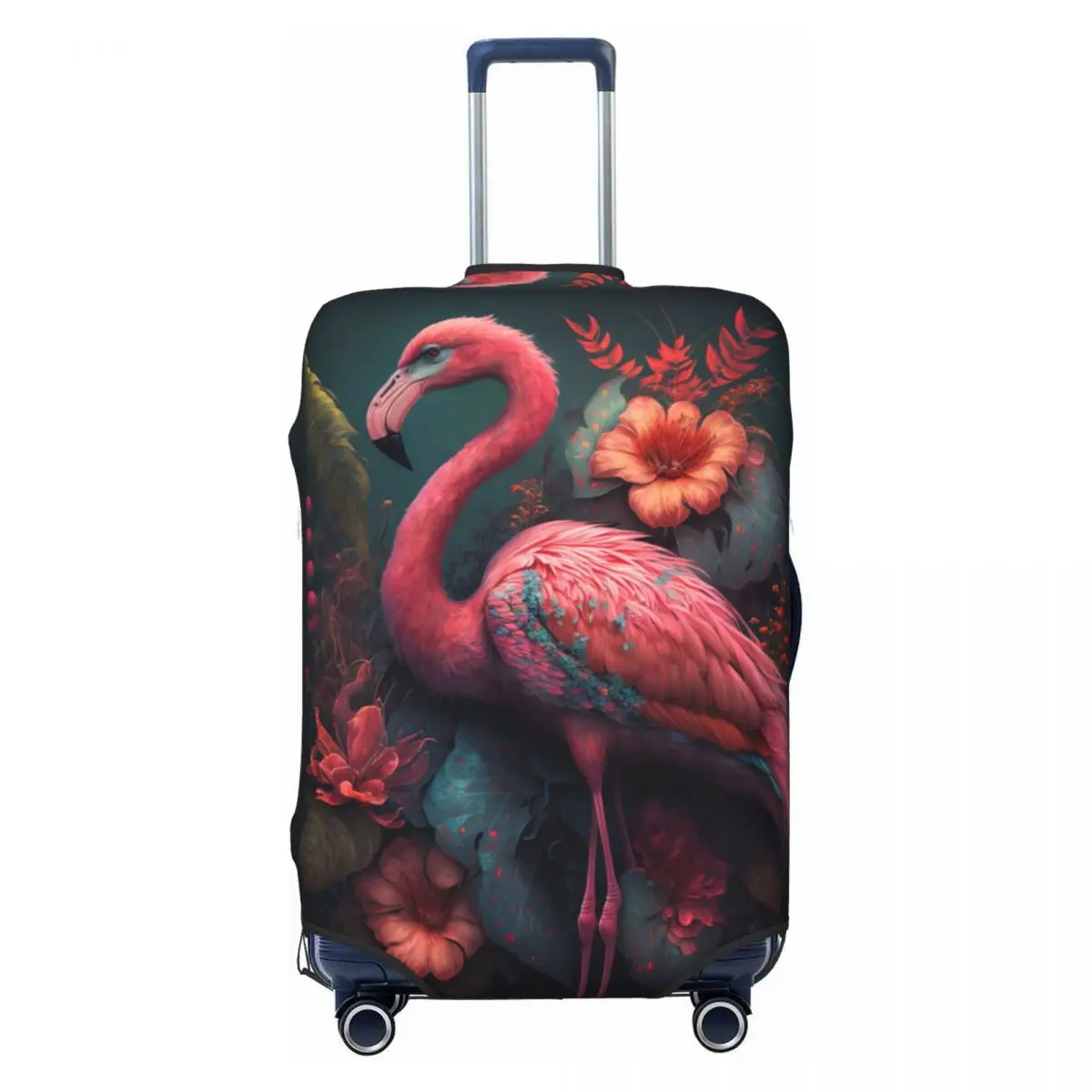 Flamingo Modern Art Suitcase Cover Pink Flowers Travel Protection Holiday Elastic Luggage Supplies