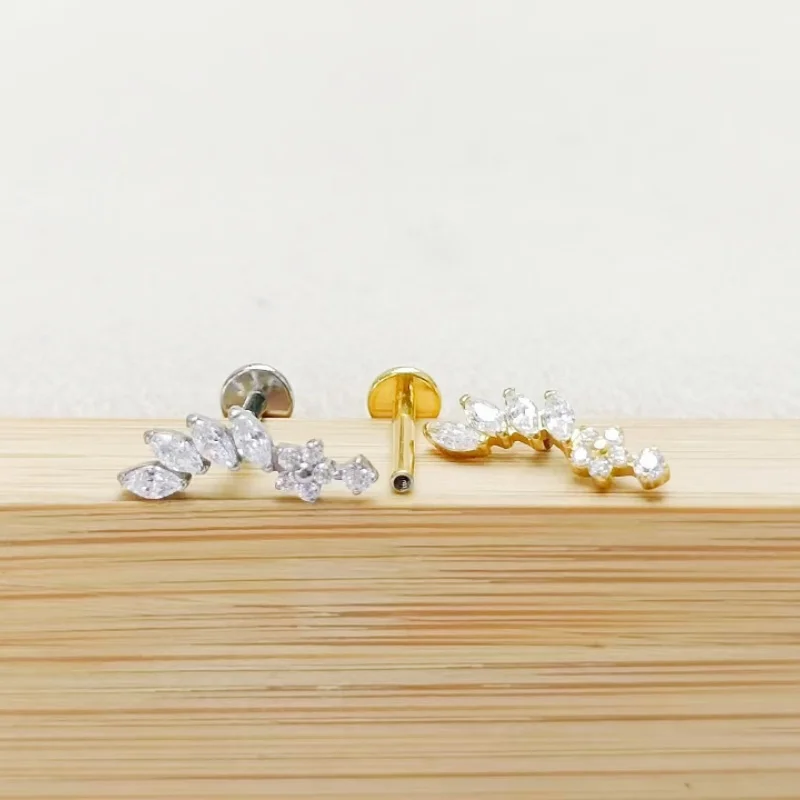 Lot10pcs Body Jewelry 16G  G23 Titanium Astm F136 Shine  CZ  Lip Labret Bar Ear Helix Tragus Rook Bar Piercing Jewelry New Shine