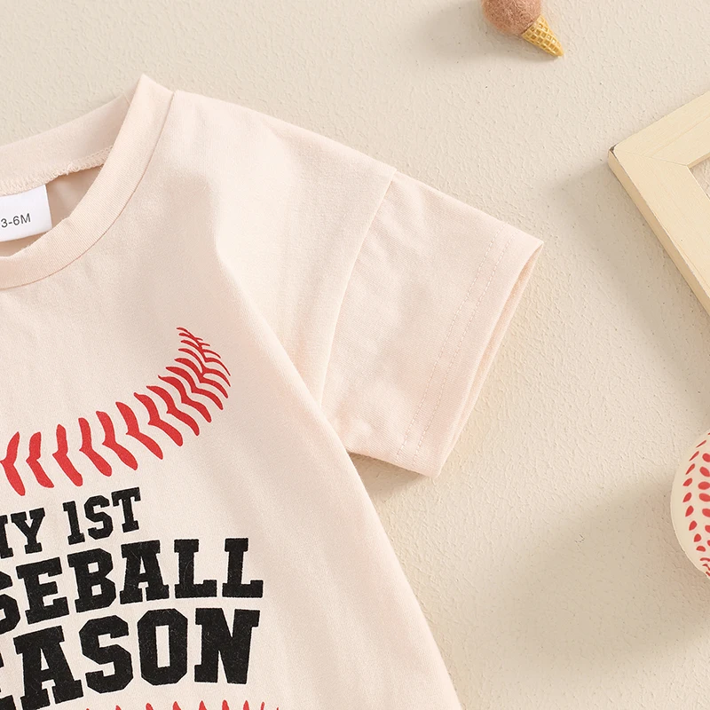 Infant Baby Boy My 1st Baseball Season Clothes Short Sleeve Bubble Romper  Newborn Summer