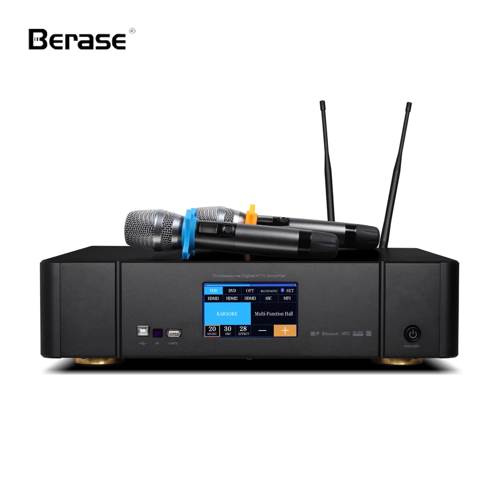 Professional Power Amplifier  With Audio Processor & Wireless Microphone for Home Church Party Sound System
