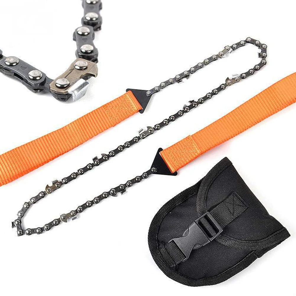 24 Inch Portable Survival Chain Saw Hand Chain Saw Stainless Steel Outdoor Wood Cutting Chain Saw Emergency Camping Hiking Tool