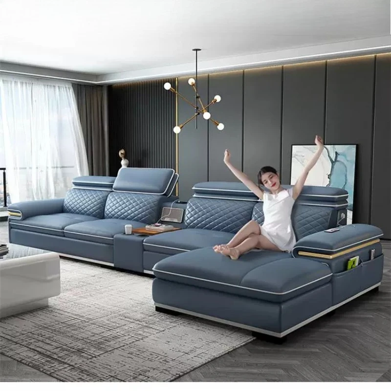 Lounge Recliner Designer Decor Sponge Relaxing Couch Armchair Leather Divano Trendy Furniture Corner Luxury Living Room Sofas - view 3