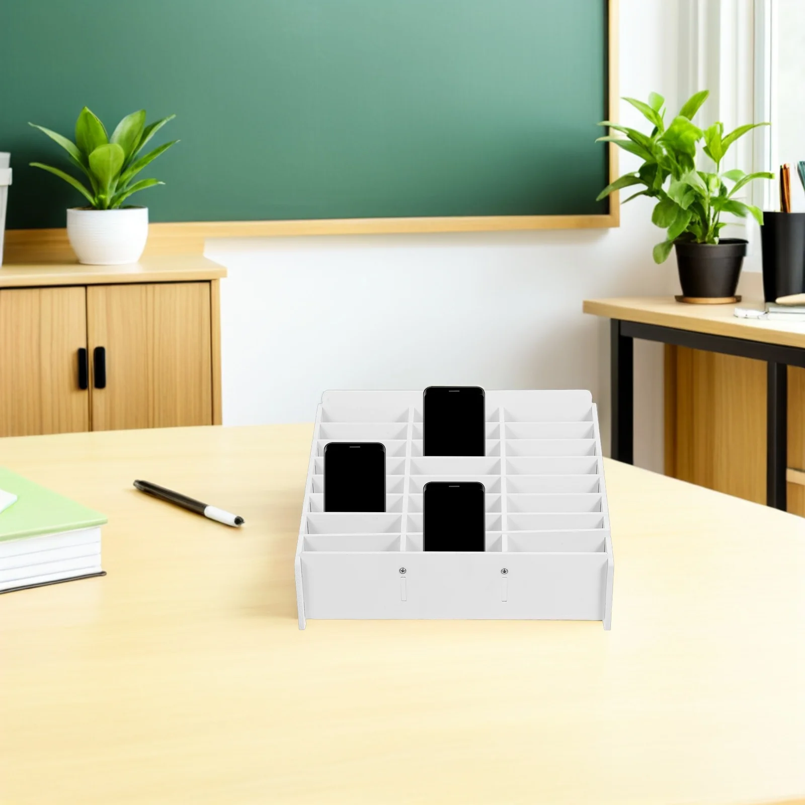 

Держатель для мобильного телефона для класса, 24-слотовый настольный органайзер, коробка для хранения мобильных устройств, органайзер для калькулятора, школьный офис