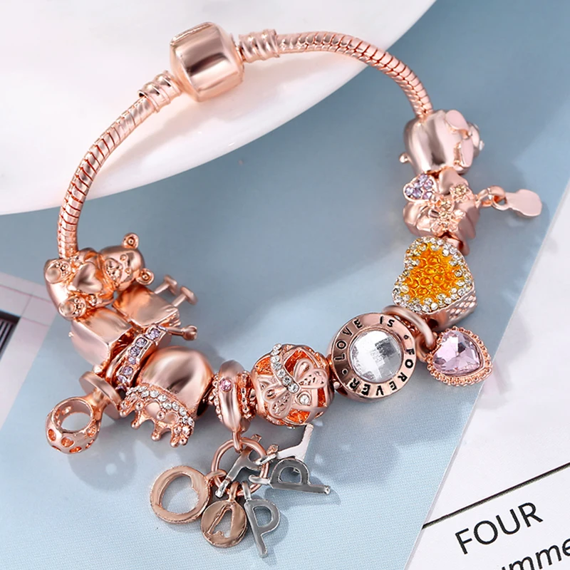BAOPON New Cute Little Bella Beads Charm Bracelet For Women Kids Lovely HAPPY Pendant Brand Bracelet Men DIY Handmade Jewelry