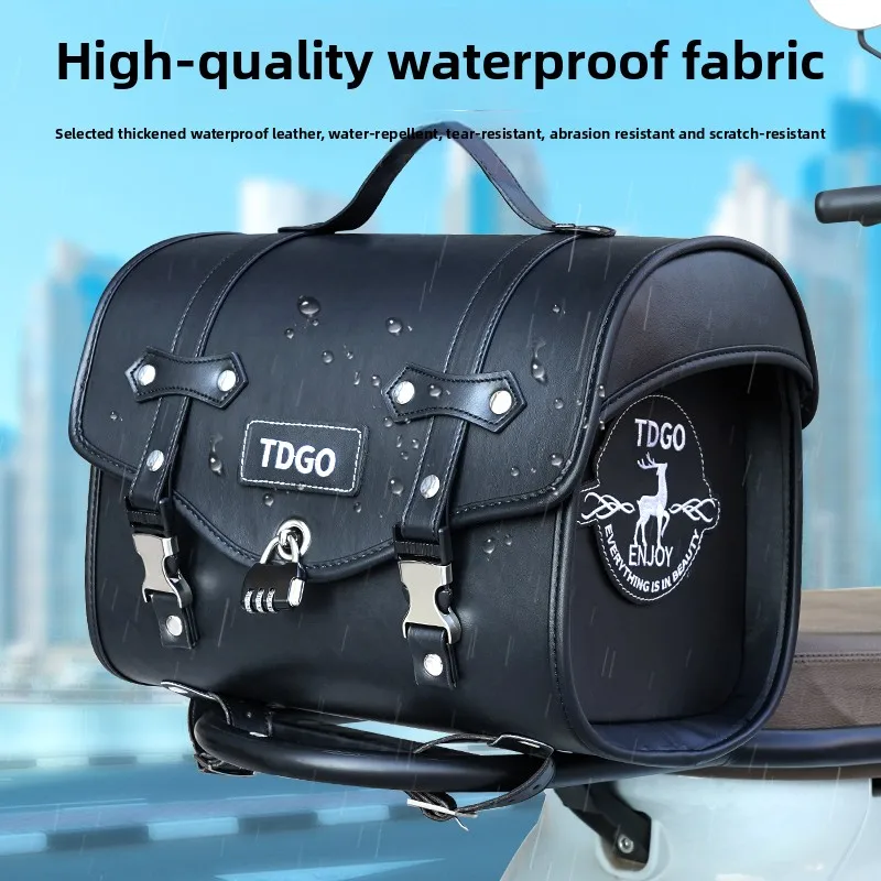Motorcycle riding tail box bag retro rear seat bag knight locomotive pedal rear tail bag battery bike leather tail box