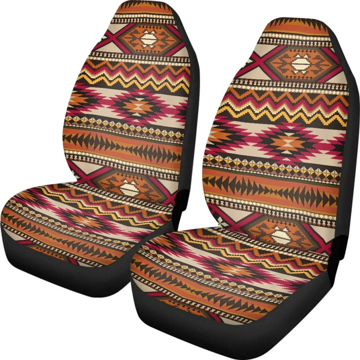 INSTANTARTS Fashion Tribal Pattern Running Horse Print Design Durable Car Protector Front Seat Covers Heavy-Duty Accessories