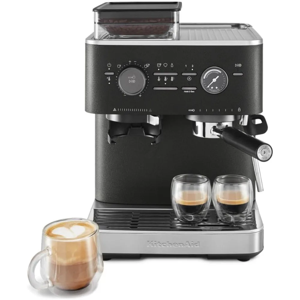 Semi Automatic Espresso Machine with Burr Grinder, 2.5L, Cast Iron Black