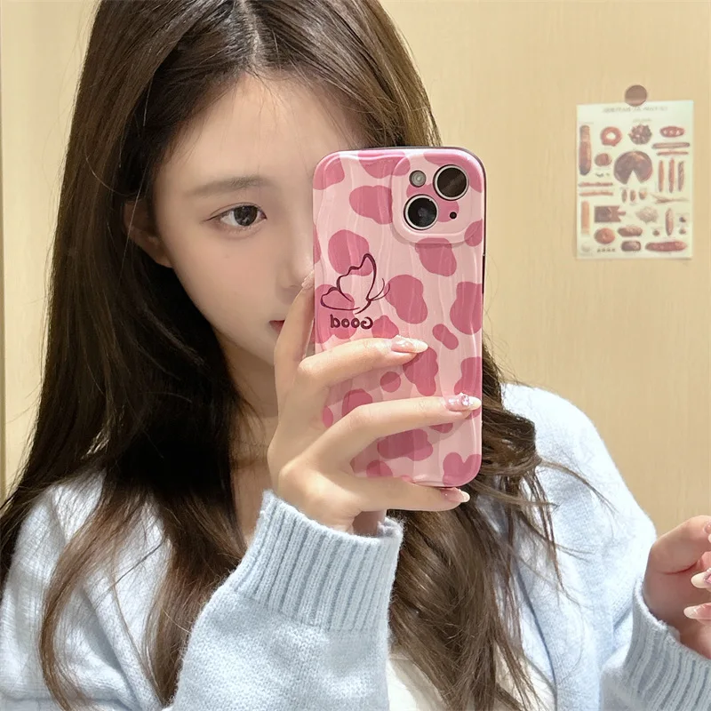 

pink Leopard-spotted butterfly Design Phone Case for iPhone 16 Pro Max Cases iPhone 16E 15 14 13 12 11 16 Cover
